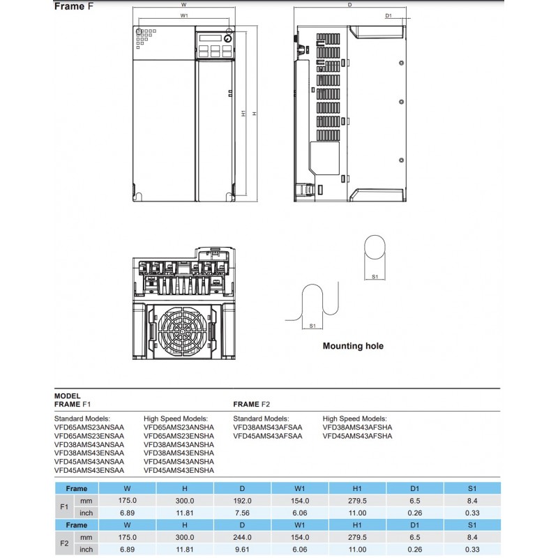 (VFD45AMS43AFSAA) Преобразователь частоты Delta electronics VFD-MS300, P=22 кВт, Uвх=3Фх380В/Uвых=3Фх380В