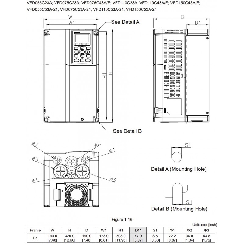 (VFD075C43E) Преобразователь частоты Delta electronics VFD-С2000, P=7.5 кВт, Uвх=3Фх380В/Uвых=3Фх380В