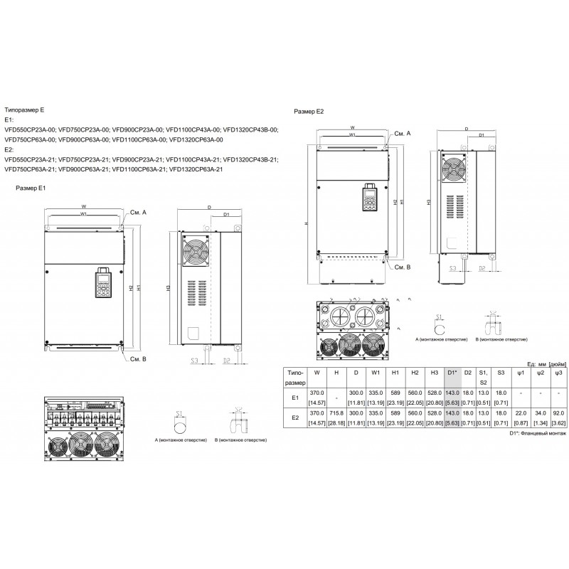 (VFD1100CP43A-21) Преобразователь частоты Delta electronics VFD-СP2000, P=110 кВт, Uвх=3Фх380В/Uвых=3Фх380В
