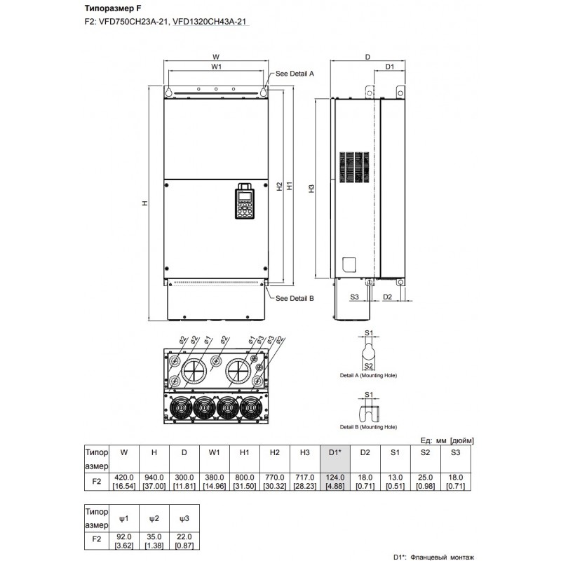 (VFD1320CH43A-21) Преобразователь частоты Delta electronics VFD-CH, P=132 кВт, Uвх=3Фх380В/Uвых=3Фх380В