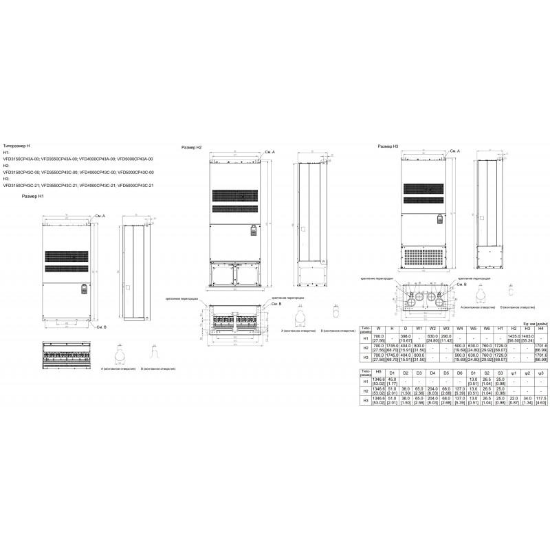 (VFD3550CP43C-21) Преобразователь частоты Delta electronics VFD-СP2000, P=355 кВт, Uвх=3Фх380В/Uвых=3Фх380В