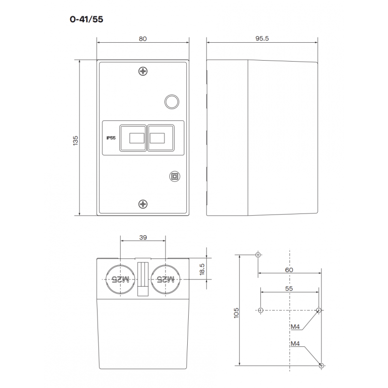 38422510000 - Щит O-55 внешний IP-55 для MS25. Iskra