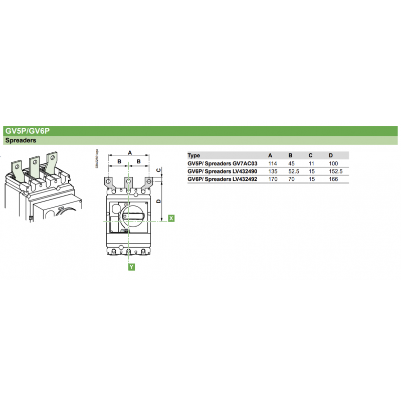 LV432492 – Расширитель на три полюса с перегородками 70 мм для INV/INS NSX400/630; GV6, Schneider Electric