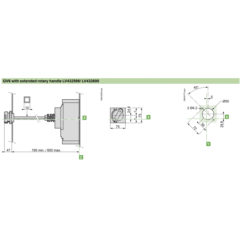 LV432600T – Выносная красная поворотная рукоятка для NSX400/630; GV6, Schneider Electric