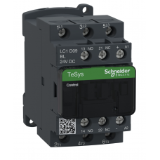 LC1D09BL - Контактор Tesys D, In-9 A, 4 кВт, Uc-24 В DC, 1NO+1NC, встроенный супрессор, Schneider Electric