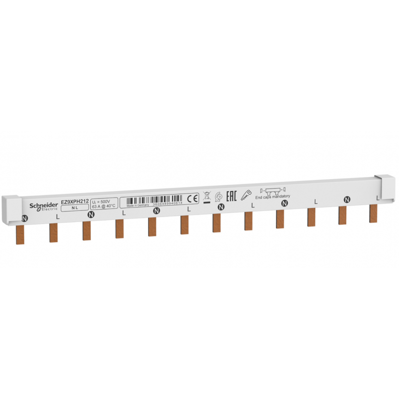 EZ9XPH212 - Шины соединительные (гребенки) штыревая 1Р+N на 12 мод., Schneider Electric