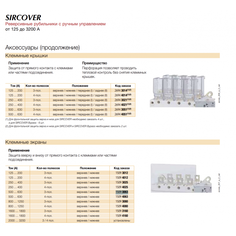 Экран защитный для переключателей ATyS/SIRCOVER, 3P 125...200 A, Socomec (15093012)