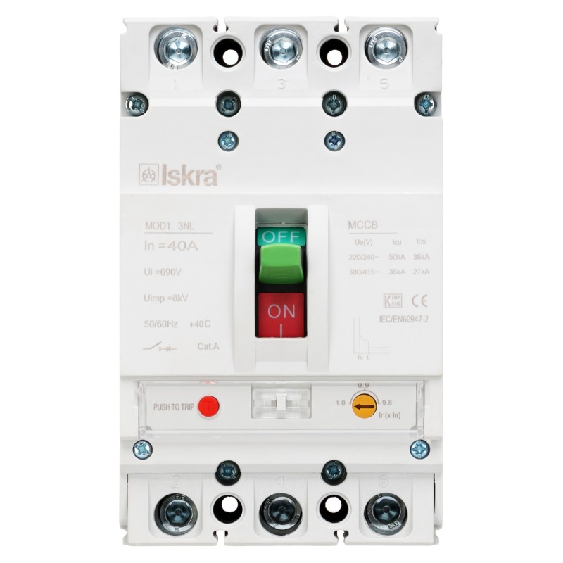 Автоматический выключатель MOD1 3NL OLD, 3P In-40 А, 36кА, термомагнитный (0.8-1), Iskra (786103493000)
