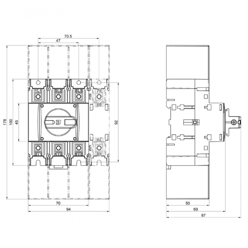 Выключатель нагрузки KU (I-0), 3P Ith-160 A, KATKO (KU 3160)