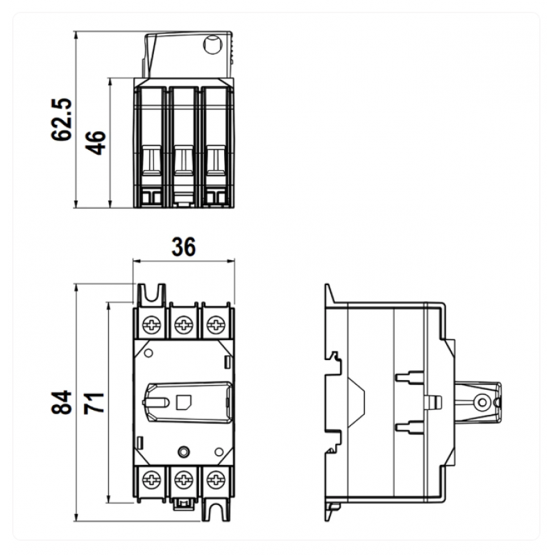 Выключатель нагрузки KU (I-0), 3P Ith-40 A, KATKO (KU 340)