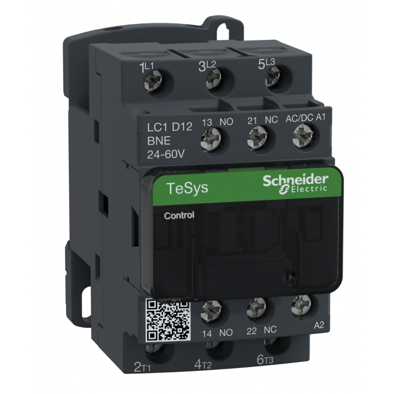 LC1D12BNE - Контактор Tesys D, In-12 A, 5,5 кВт, Uc-24-60 В AC/DC, 1NO+1NC, Schneider Electric