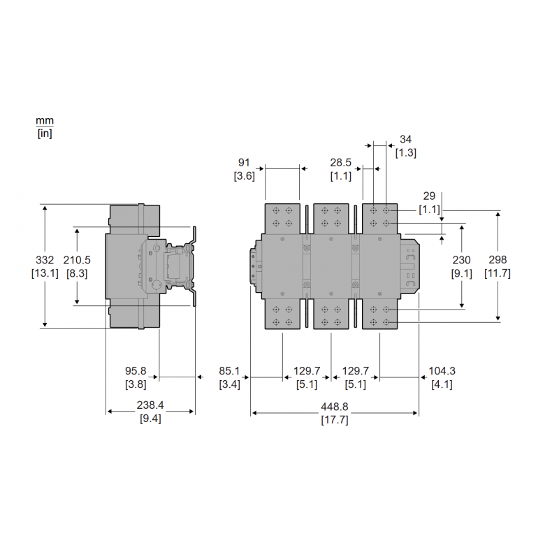 LC1F1000P7 - Контактор Tesys F, In-1000A,  500 кВт, Uc-230 В AC, Schneider Electric