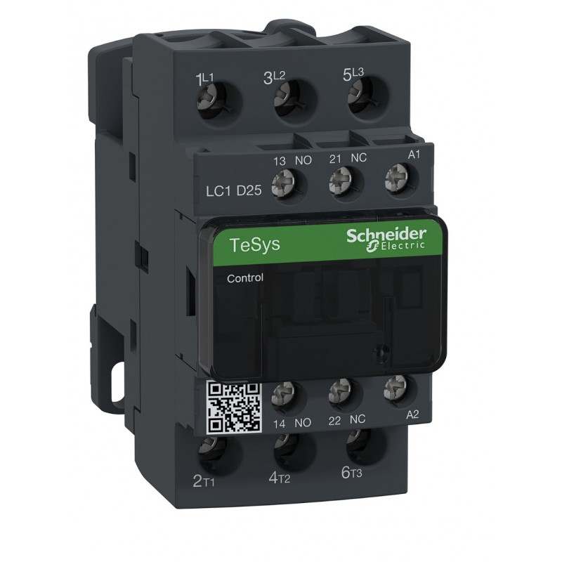 LC1D25BD - Контактор Tesys D, In-25 A, 11 кВт, Uc-24 В DC, 1NO+1NC, Schneider Electric