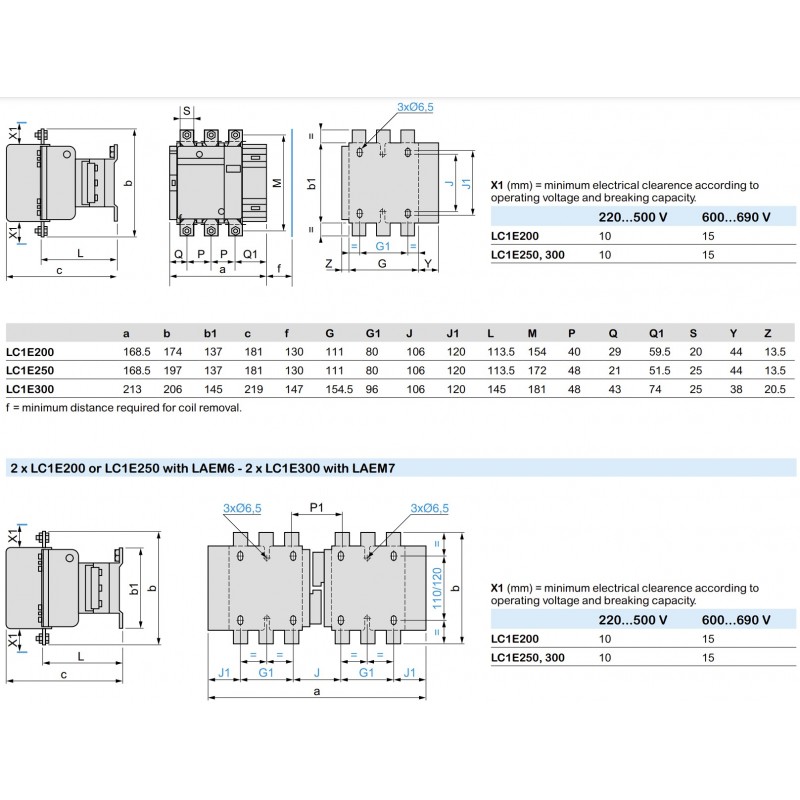 LC1E250B5 - Контактор Tesys E, In-250 A, 132 кВт, Uc-24 В AC, Schneider Electric