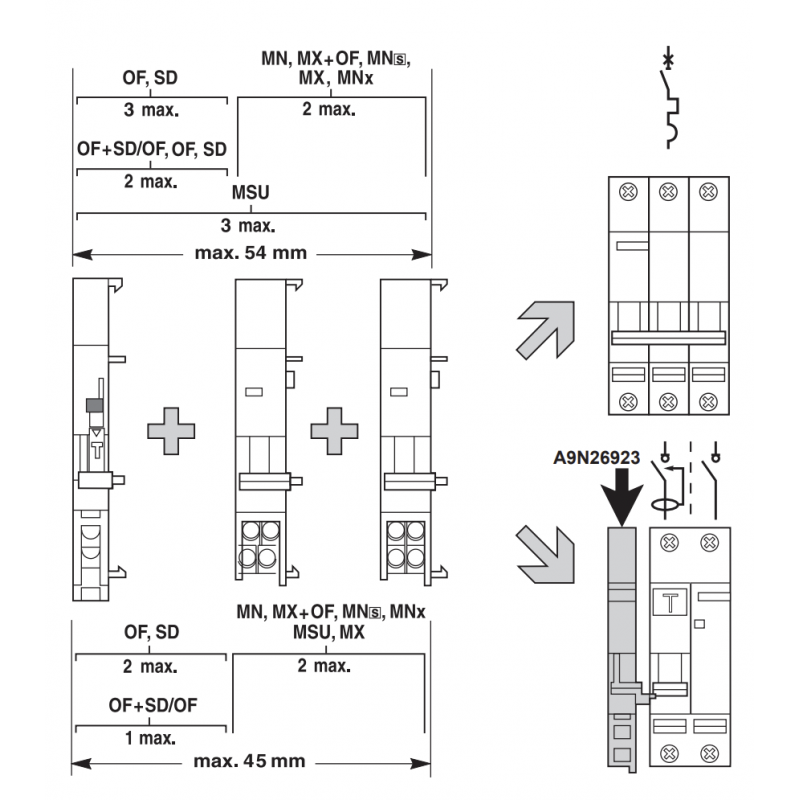 A9N26960 - Расцепитель минимильного напряжения MN, 220-240 В АС для iDPN, C120, C60H-DC, Schneider Electric