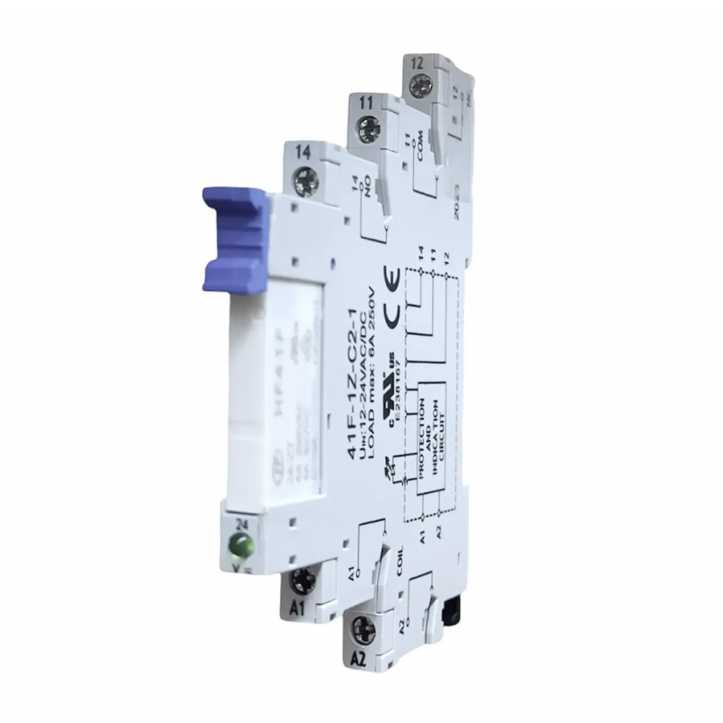 HF-41F - Промежуточное реле в сборе с цоколем (винтовые зажимы), Ie-6 A, Uc-12-24 В AC/DC, 1 C/O, Tense