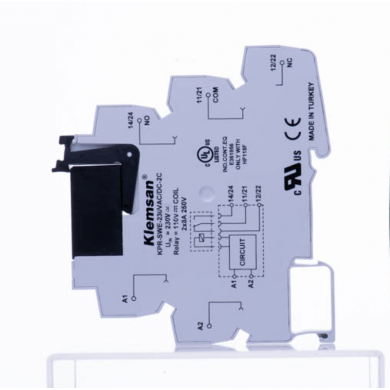 0.0.0.2.72524 - Промежуточное реле KPR-SWE  в сборе с цоколем (винтовые зажимы), Ie-8 A, Uc-12 В DC, 2 C/O, Klemsan