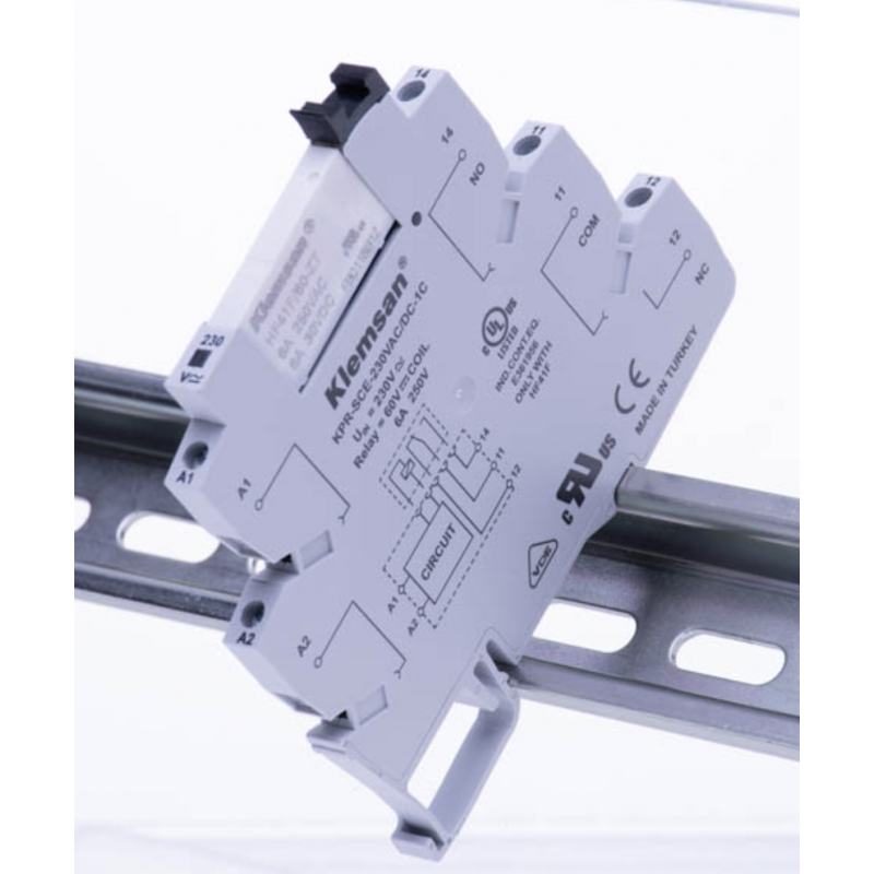0.0.0.2.70834 - Промежуточное реле KPR-SWE в сборе с цоколем (винтовые зажимы), Ie-6 A, Uc-60 В DC, 1 C/O, Klemsan