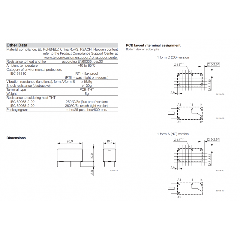 Промежуточное реле PE, 1 C/O, Ie-5 A, Uc-24 В DC, шаг 2.5 мм, Schrack (PE014024)