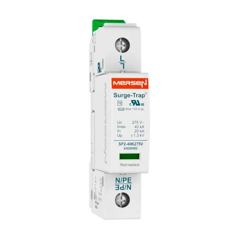 83020108 - Ограничитель перенапряжения тип 2 (УЗИП) STPT2-40K320V-1P, 1P, 40 кА, 320 В AC, Mersen