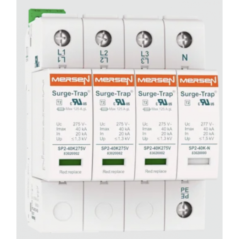 83230137 - Ограничитель перенапряжения тип 2+3 (УЗИП) STPT23-20K275V-4P-LFM, 3P+N, 20 кА, 230/400 В AC, Mersen