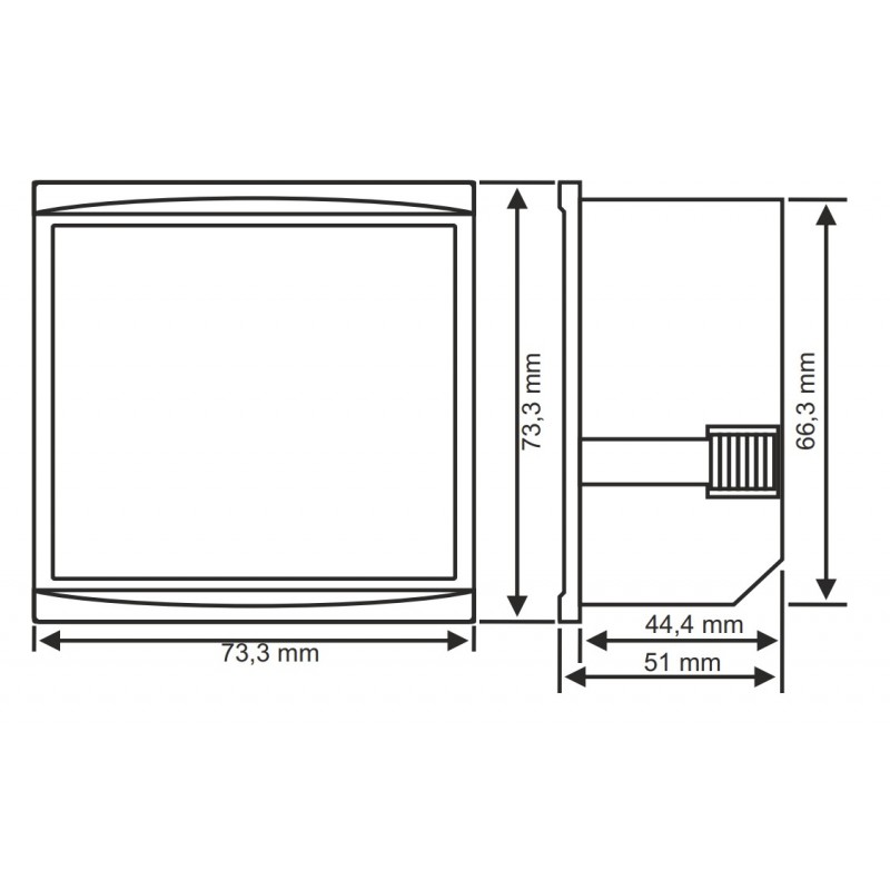 DJ-A72 - Однофазный амперметр через ТТ, 5.5 А, 73×73, Tense