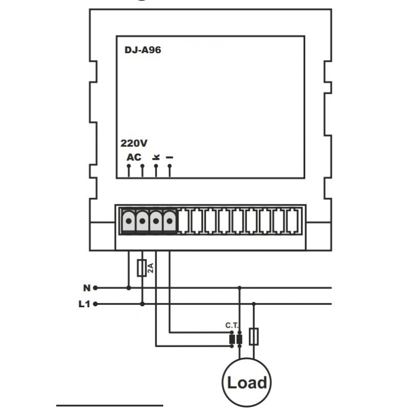 DJ-A96 - Однофазный амперметр через ТТ, 5.5 А, 97×97, Tense