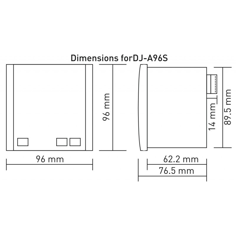 DJ-A96S - Однофазный амперметр через ТТ, 5.5 А, 96×96, с релейным выходм, Tense