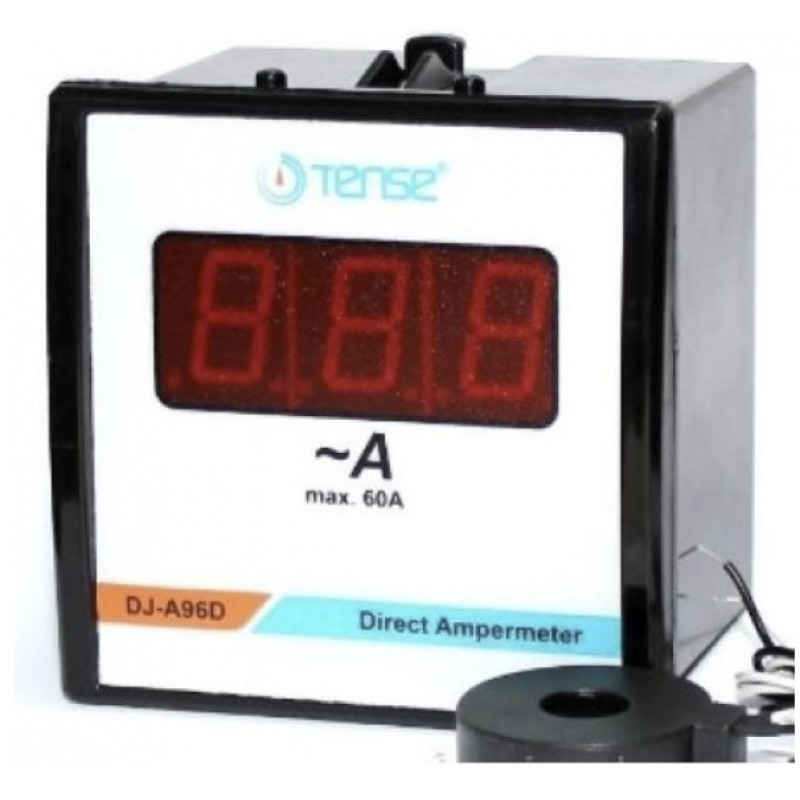 DJ-A96D - Однофазный амперметр с ТТ 100 А, 97×97, Tense