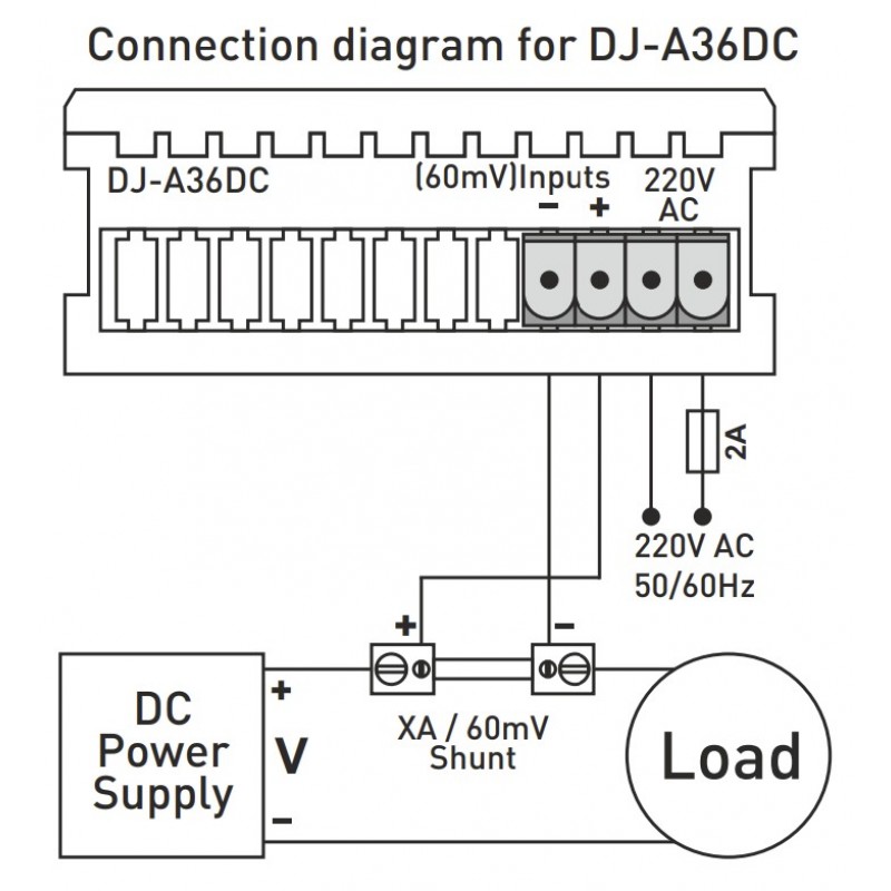 DJ-A36DC - Однофазный амперметр постоянного тока, 78×36, Tense