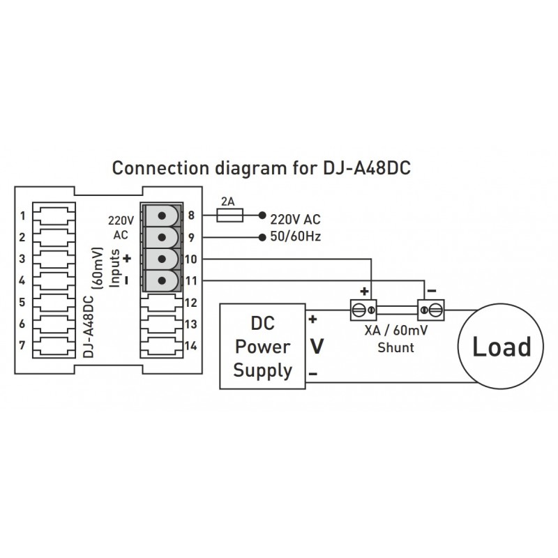 DJ-A48DC - Однофазный амперметр постоянного тока, 48×48, Tense