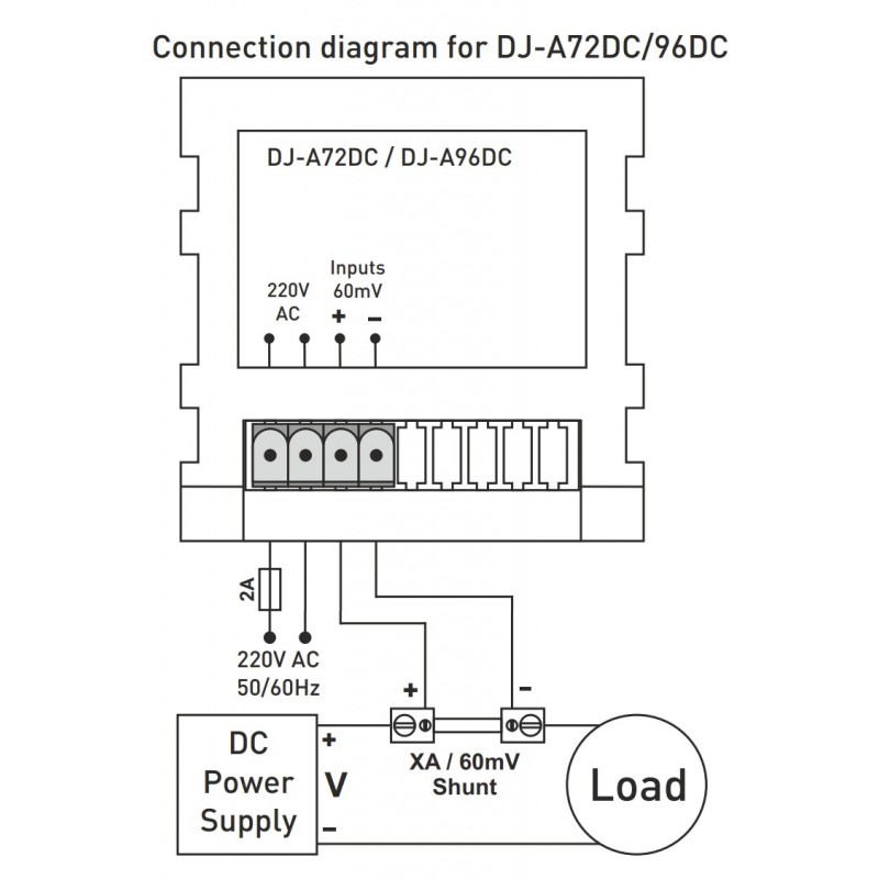 DJ-A72DC - Однофазный амперметр постоянного тока, 73×73, Tense