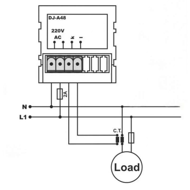 DJ-A72 - Однофазный амперметр через ТТ, 5.5 А, 73×73, Tense