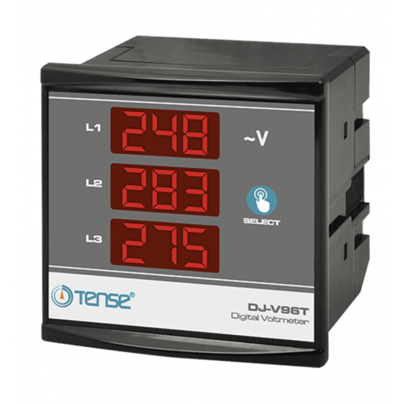 DJ‑V96T – Трехфазный вольтметр 5-300 В AC, 97×97, Tense DJ‑V96T – Трехфазный вольтметр 5-300 В AC, 97×97, Tense