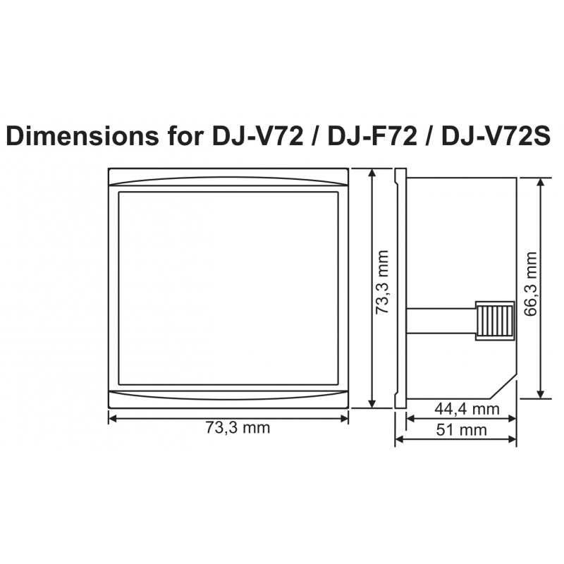DJ‑V72– Однофазный вольтметр 0-500 В AC, 73×73, Tense