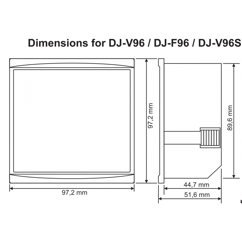 DJ‑V96 – Однофазный вольтметр 0-500 В AC, 97×97, Tense
