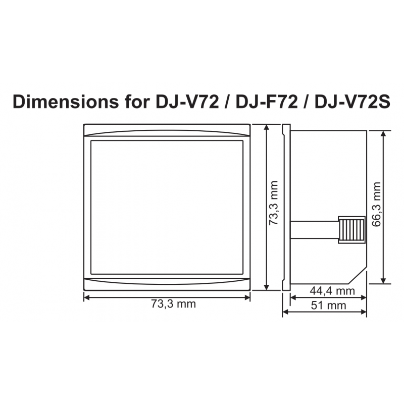 DJ‑V72S – Трехфазный вольтметр 0-500 В AC, 73×73, Tense
