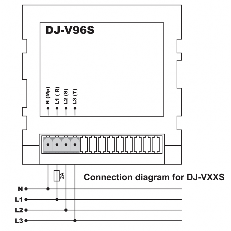 DJ‑V72S – Трехфазный вольтметр 0-500 В AC, 73×73, Tense