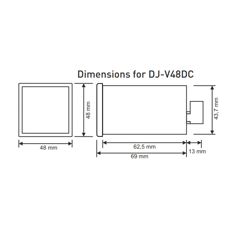 DJ‑V48DC – Однофазный вольтметр 1-300 В DC, 48×48, Tense