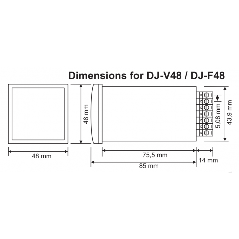 DJ‑V48 – Однофазный вольтметр 0-500 В AC, 48×48, Tense