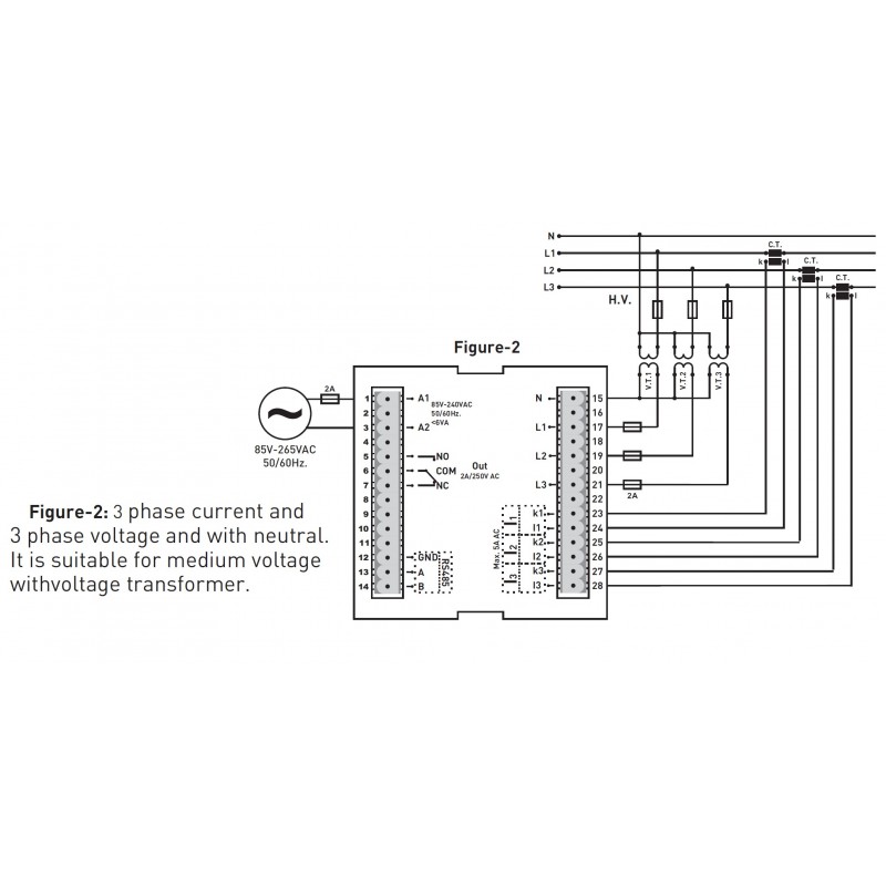 EM-07 - Мультиметр с расширенным контролем энергии, через ТТ, 5 А, Modbus RTU, Tense