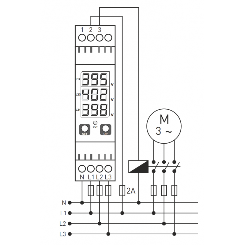 FKV-03HF - Реле контроля фаз, последовательности и асимметрии 5-50%, с нейтралью, Tense