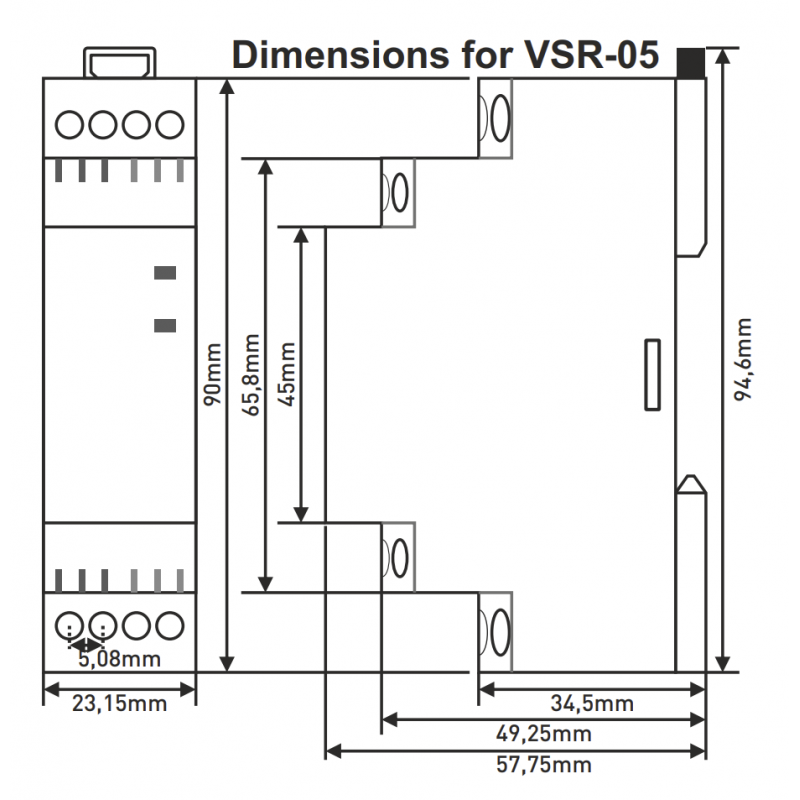 VSR-05 - Реле контроля уровня с регулировкой чувствительности датчиков, TENSE