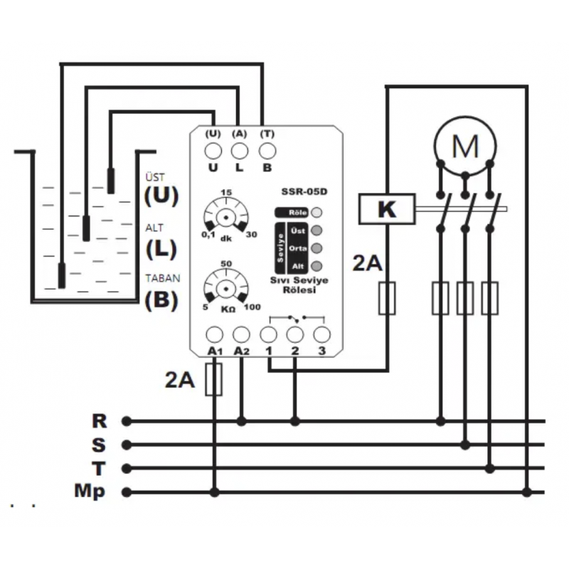 SSR-05D - Реле контроля уровня с регулировкой чувствительности датчиков и задержкой включения, TENSE