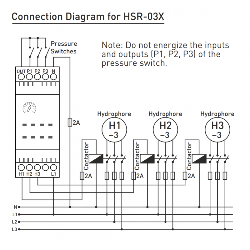 HSR-03X - Реле управления 3 насосами с поочередным включением, TENSE