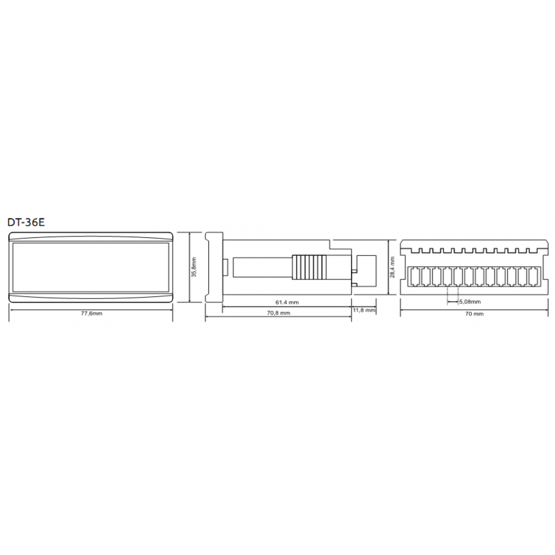 DT‑36E - Температурный контроллер 0-600°C, 220 В АС, 36х78, TENSE