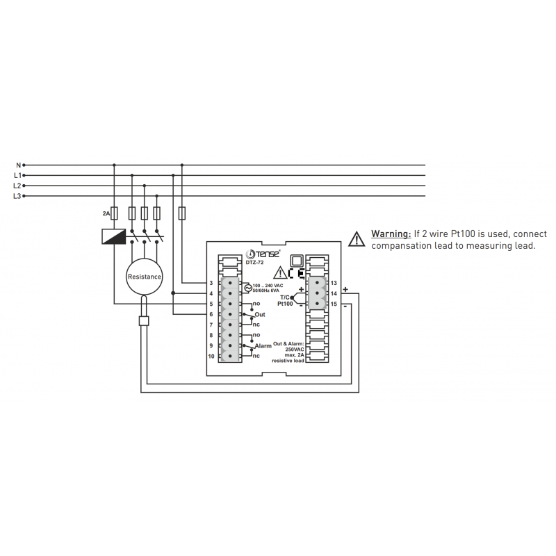 DTZ-72 - Температурный контроллер PID с таймером, 0-400°C, 220 В АС, 72х72, TENSE