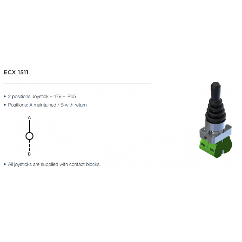 Джойстик на 2 положения, 1 поз. без фиксацией/ 1 поз. с фиксацией, 2NO, Comepi (ECX 1511)