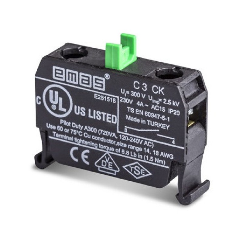 Блок-контакт (1НО) для использования с кнопками серии C, для постов PV, EMAS (C3CK)