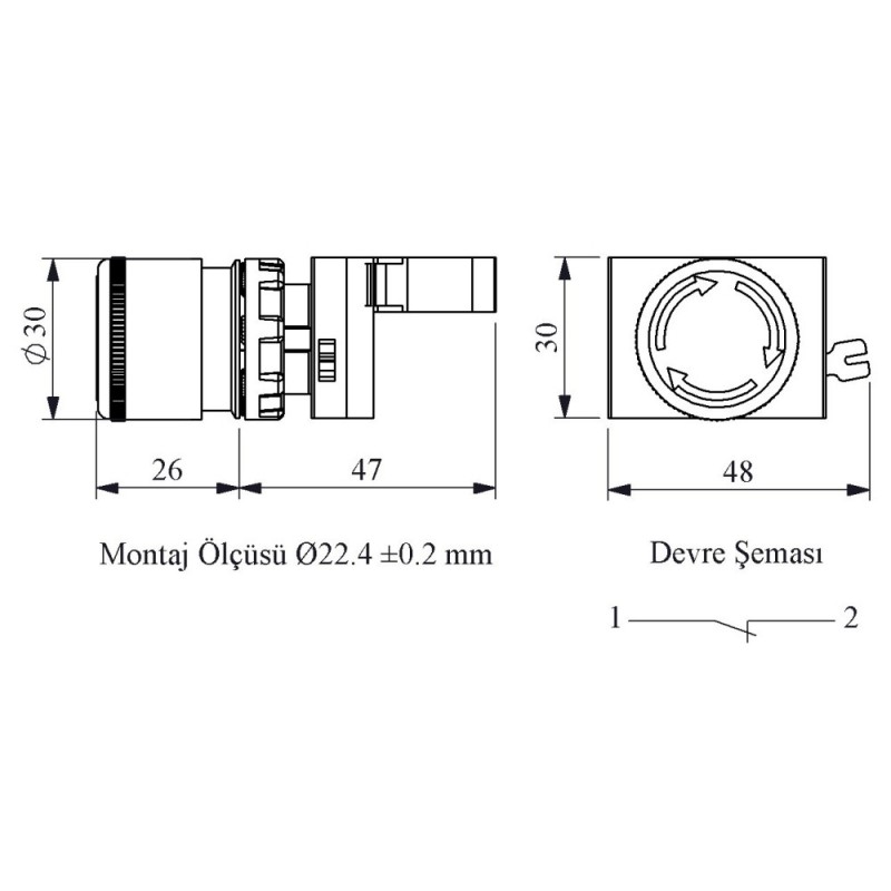 Кнопка аварийной остановки для постов PV с фиксацией (Ø30 грибок), возврат поворотом, красная, 1NC, EMAS (CP200EK30)